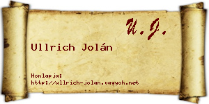 Ullrich Jolán névjegykártya